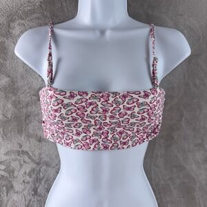 Frankies Bikinis Carrie Bandeau Bikini Top Womens Size‎ XS Pink Butterfly